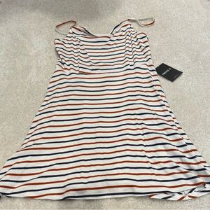 Forever 21 White and Blue Ruffled Mini Sundress